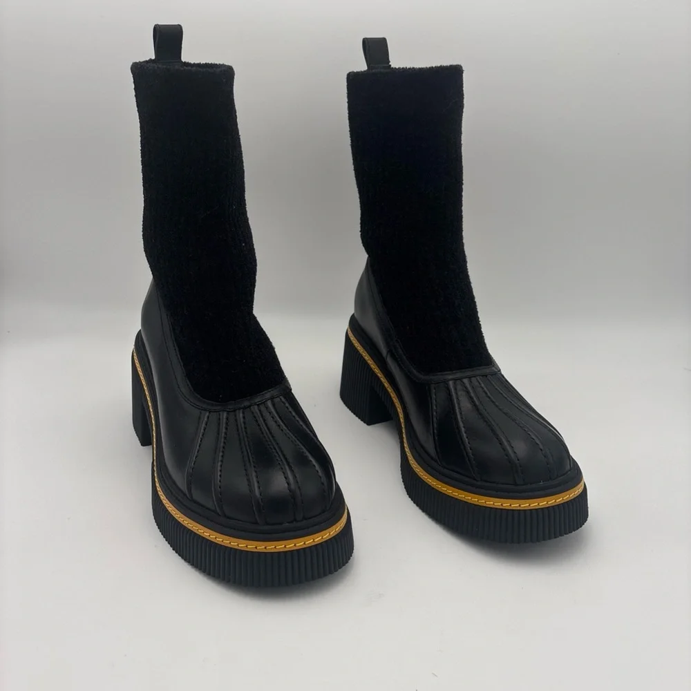 AEROSOLES Black and‎ Gold Heeled Boots